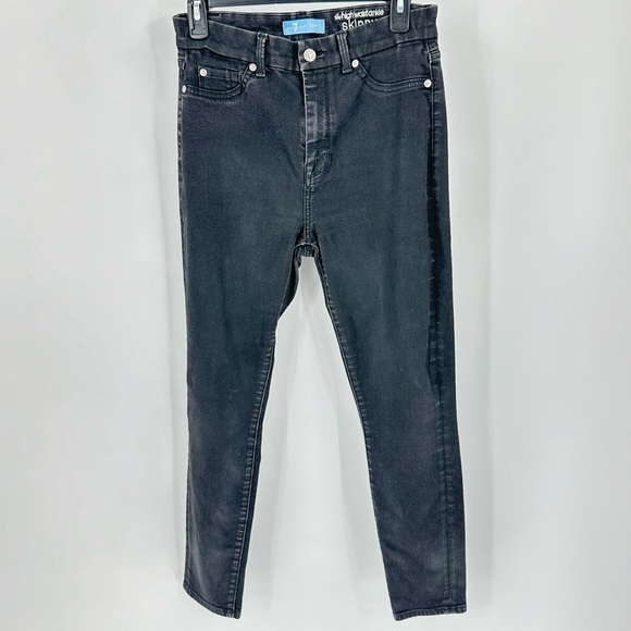 7 For All Mankind Blair 30 The High Waist Ankle Skinny Black Shimmer Jea… - Picture 1 of 14